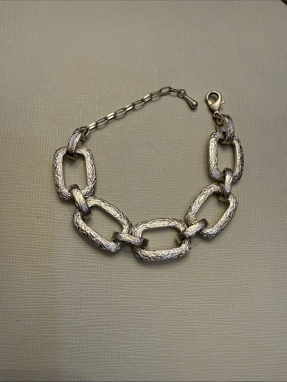 Textured Silver Link Bracelet - Women Jewelry